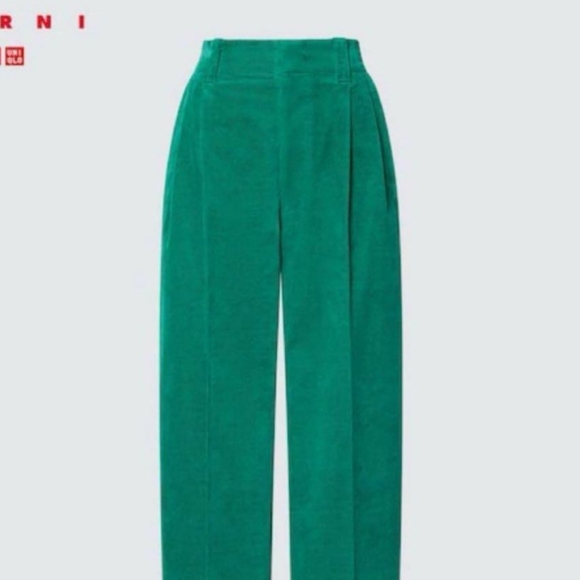 Marni Pants - NWT Marni x Uniqlo Green Pleated Corduroy Pants Size XS